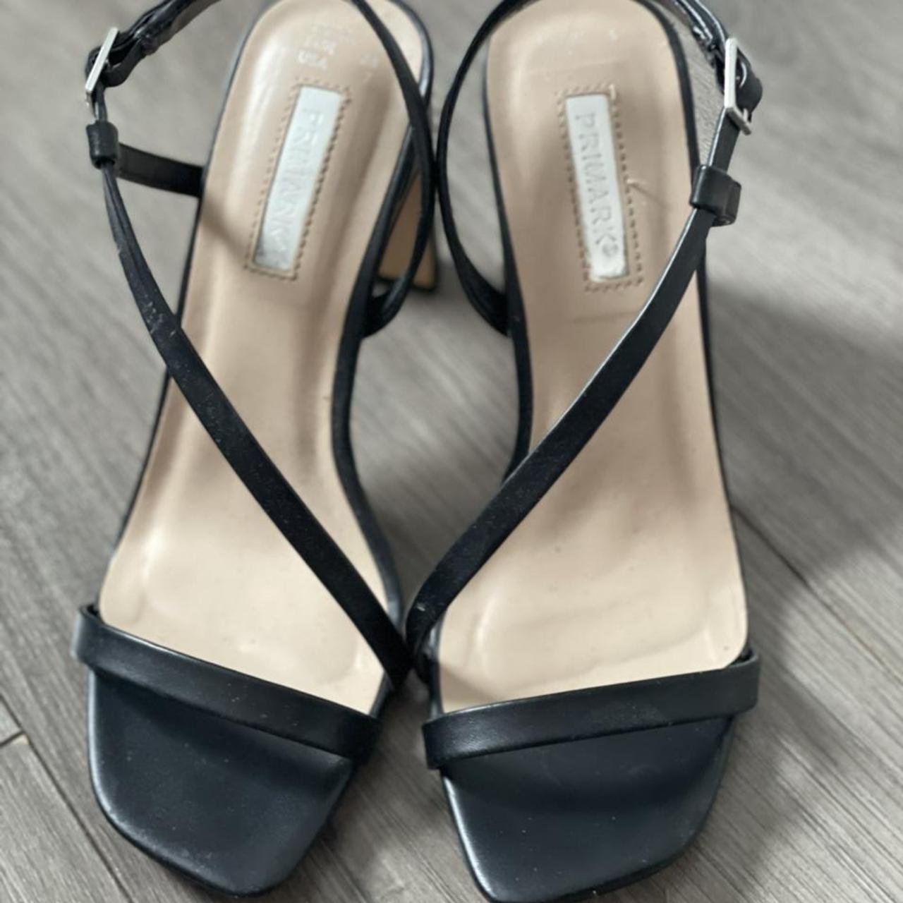 Primark black strappy block heel sandals. Size 5.... - Depop