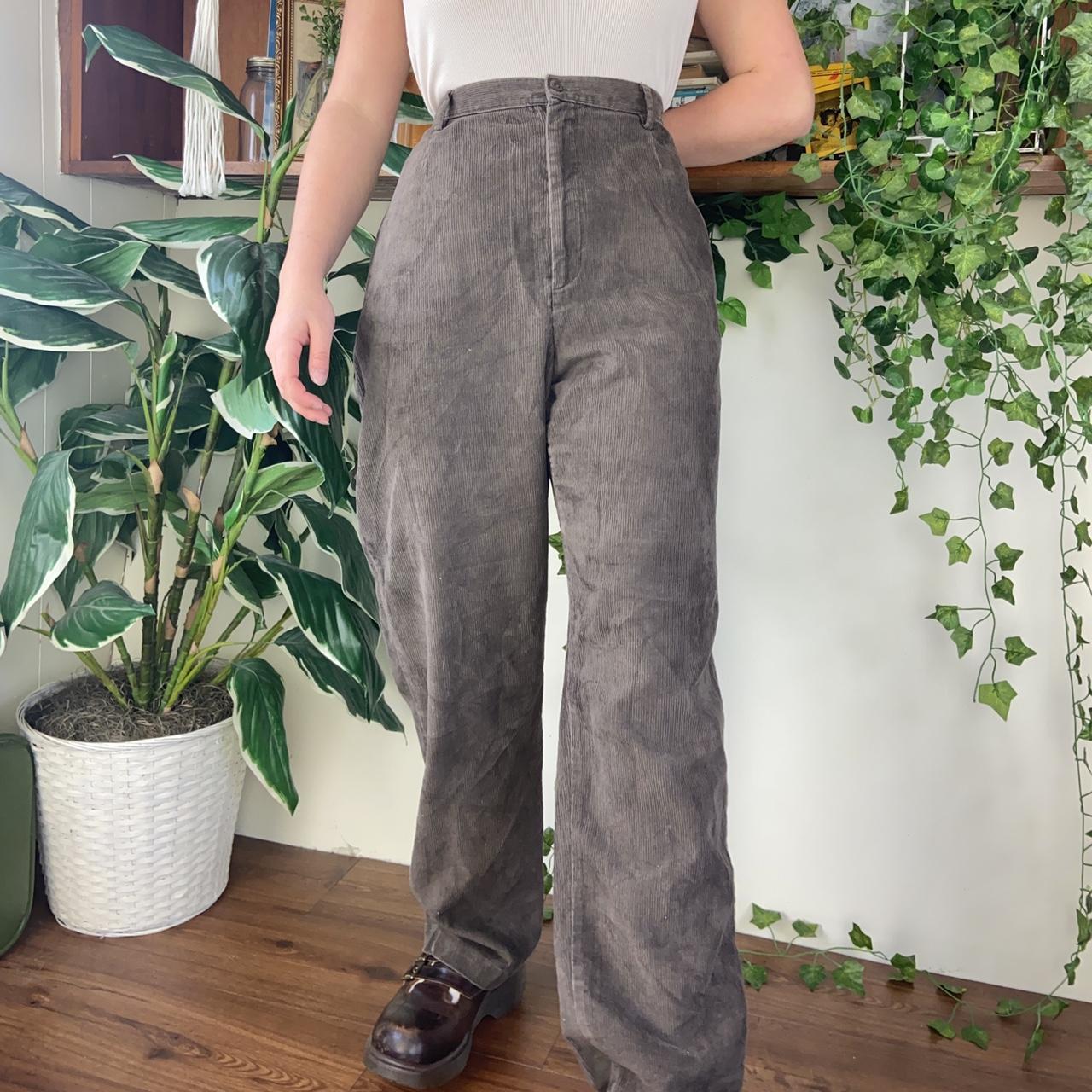 Vintage style brown corduroy tapered high waisted... - Depop