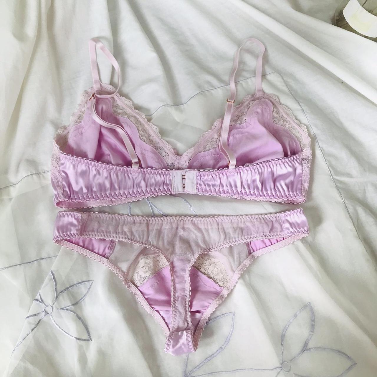 Savage x Fenty Women's Pink and Gold Bra | Depop