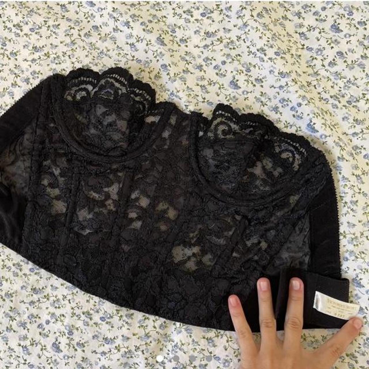 Victorias Secret Vintage Black corset top with - Depop