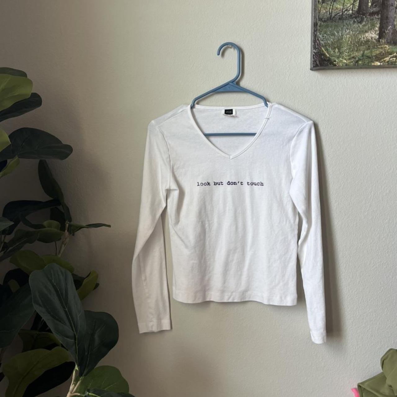 Cute baby tee long sleeve. “look but don’t touch” in... - Depop