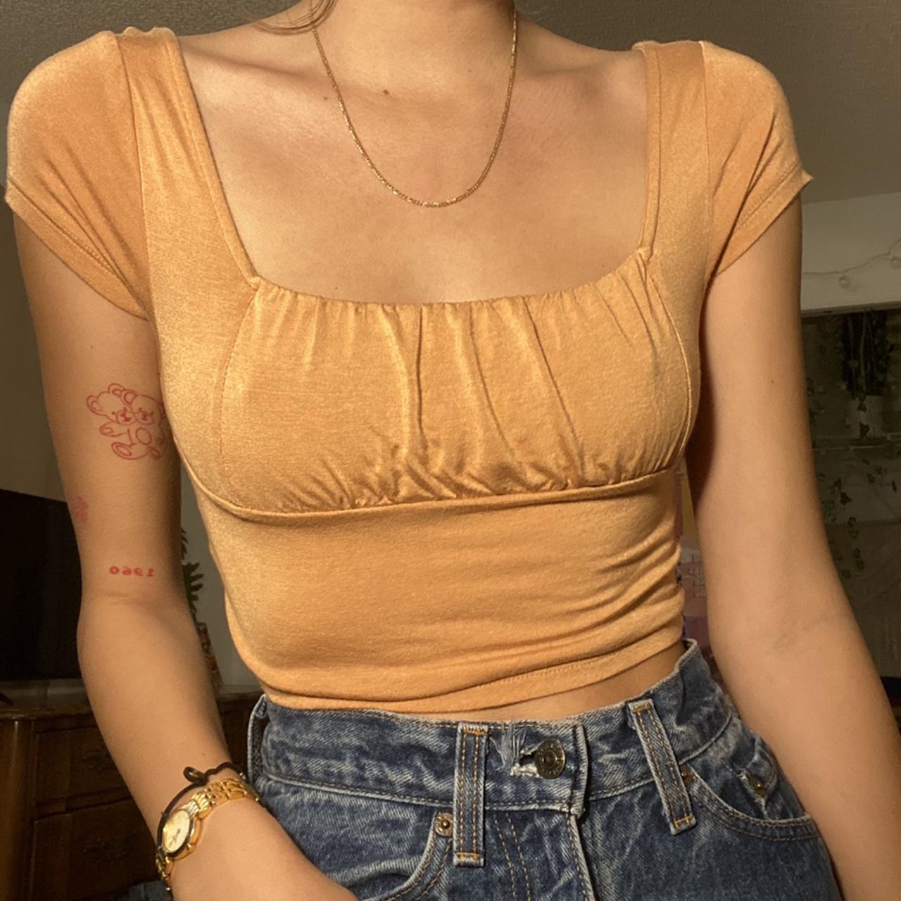peach colored crop top! super flattering only worn... - Depop