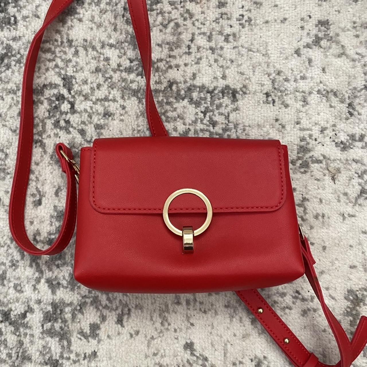 red topshop crossbody bag with gold details!