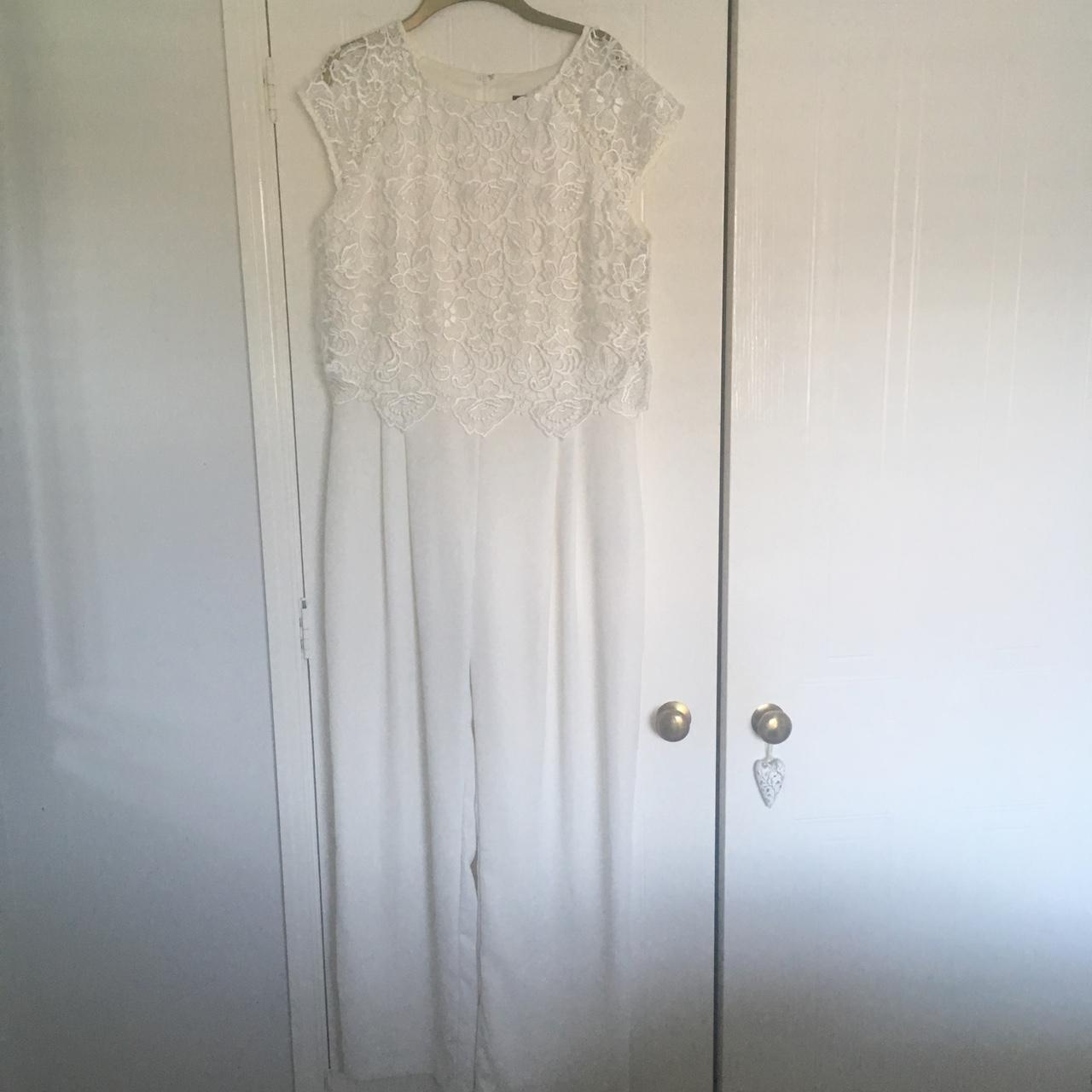 White lace detail jumpsuit. UL size 16. phase Eight.... - Depop