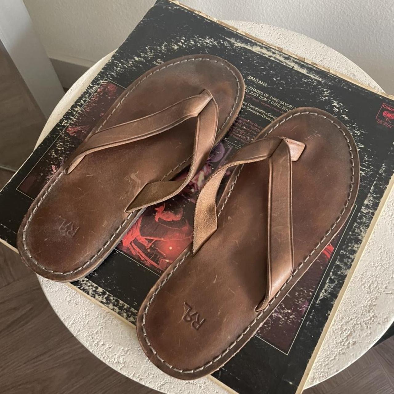 RRL Brown Leather Flip Flop Size 7 men super Depop