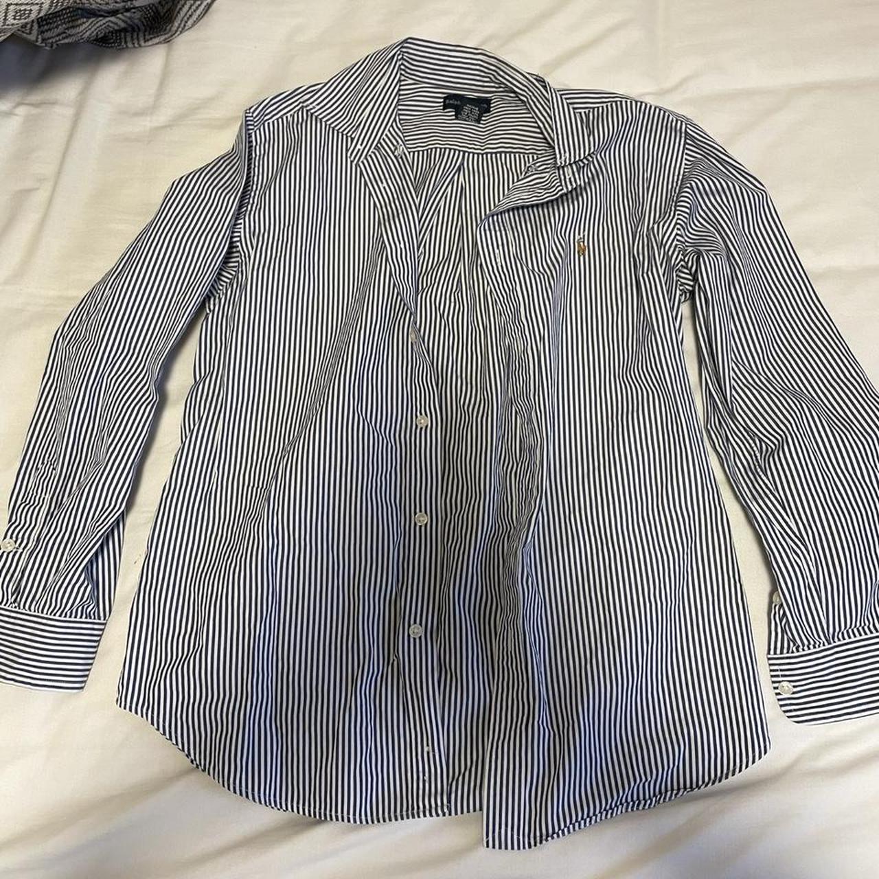 Mens Ralph Lauren shirt, blue and white striped,... - Depop