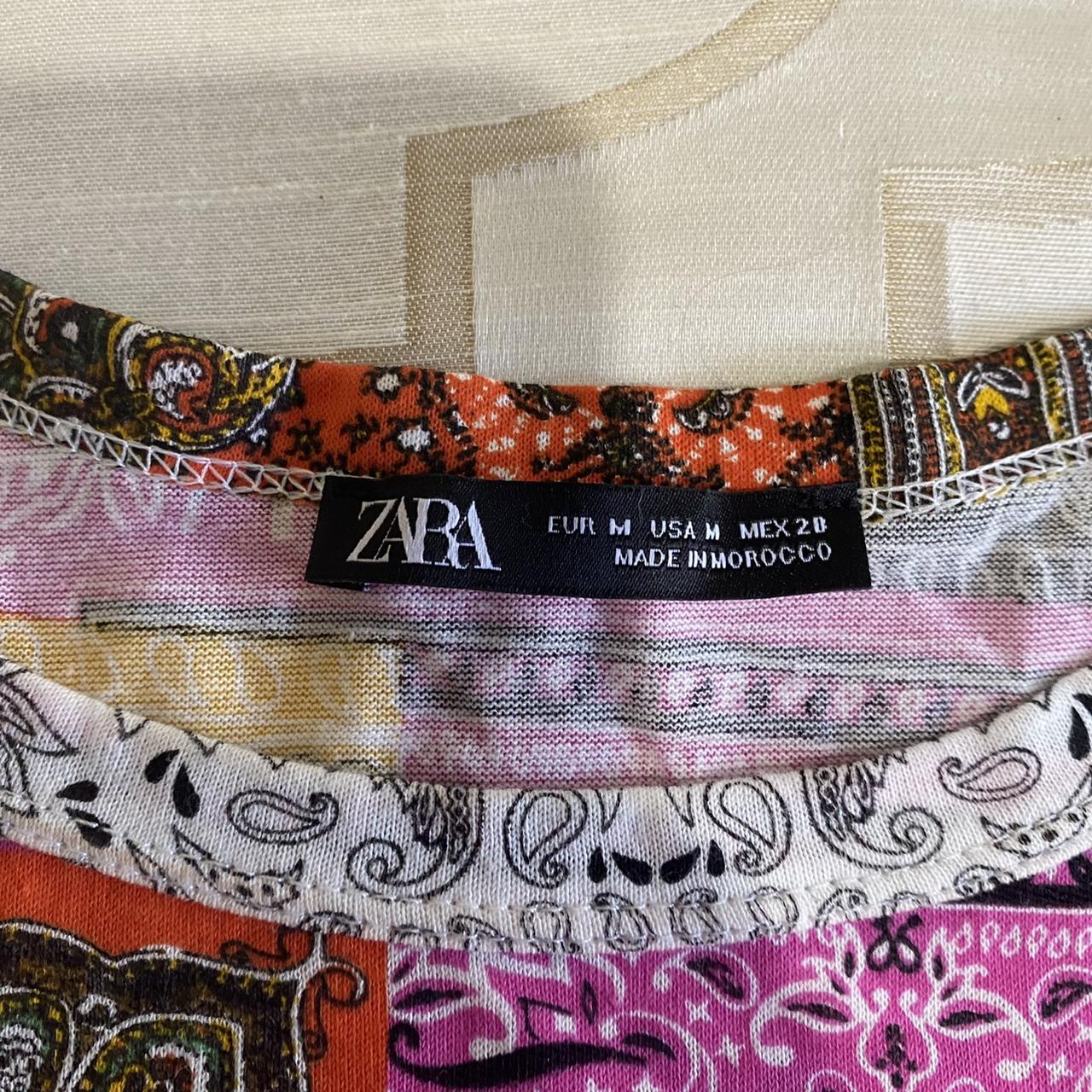 Zara patchwork bandana top with raw hem - Depop