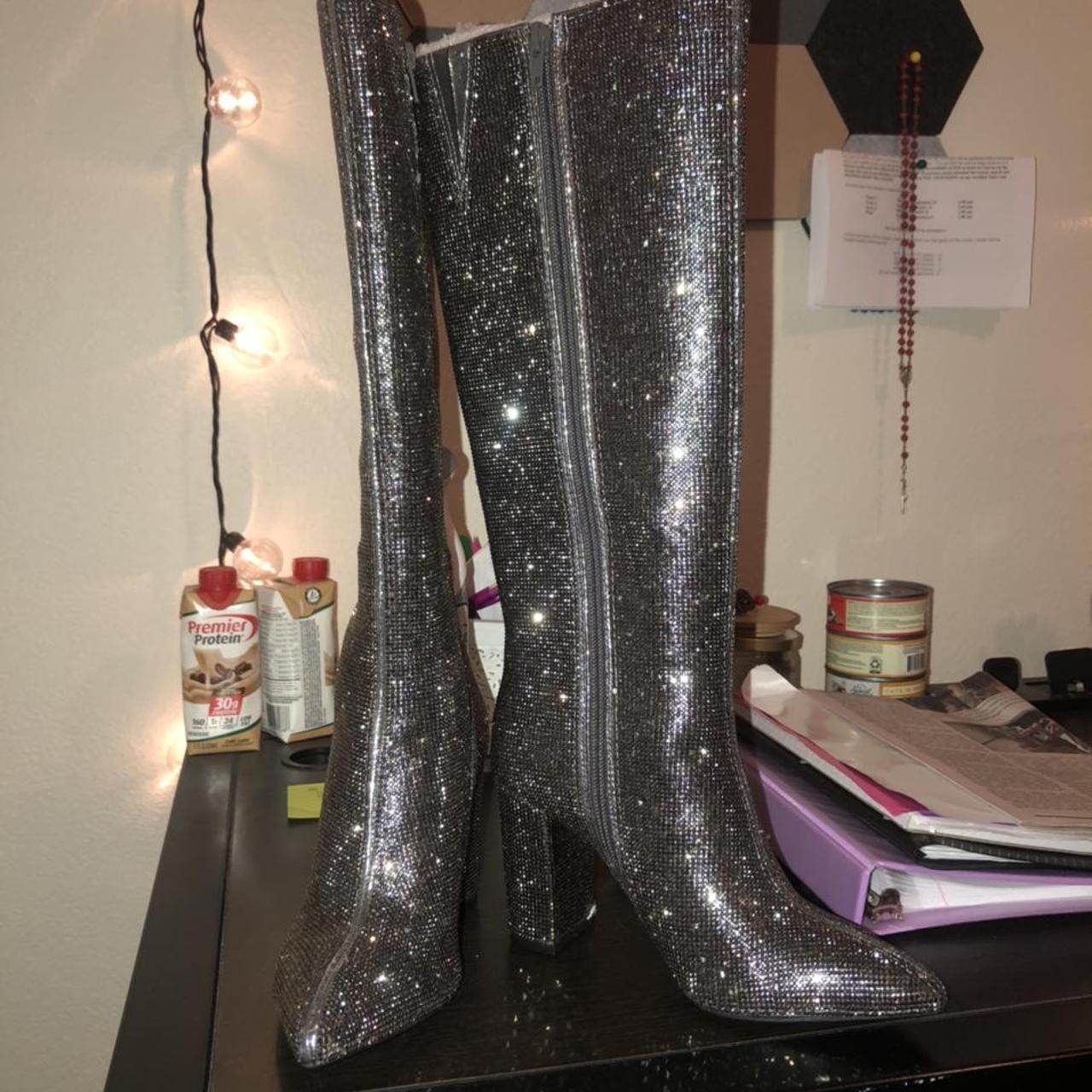 Macy's Women's Silver and Grey Boots Depop