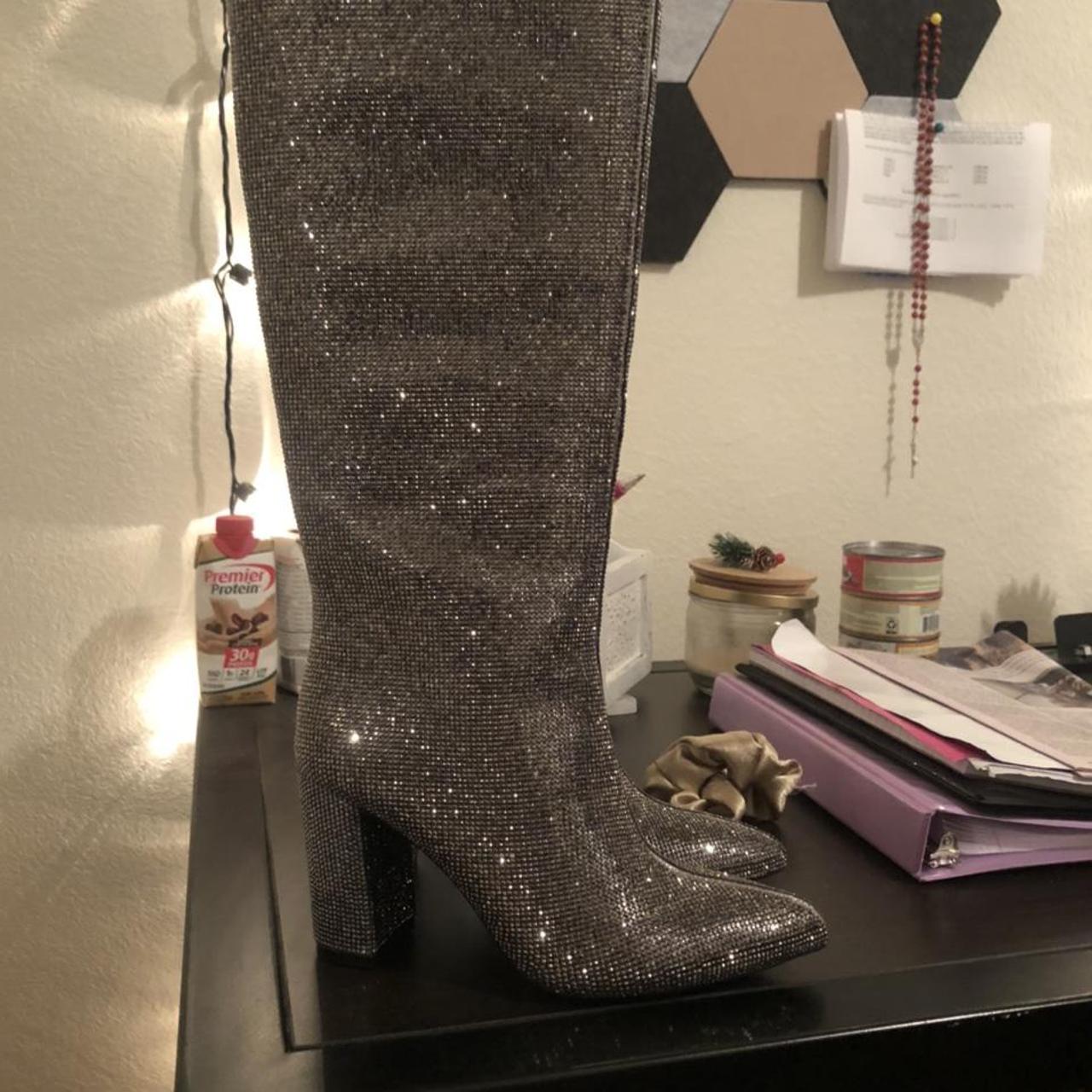 Macy's Women's Silver and Grey Boots Depop
