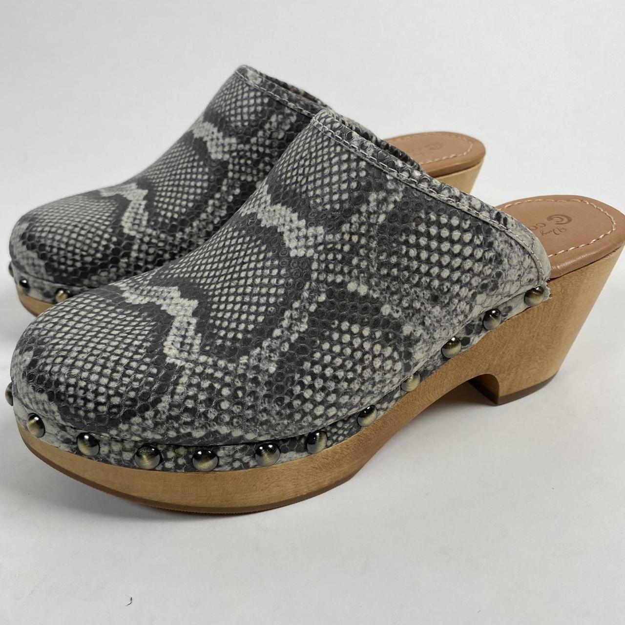 snake print clogs