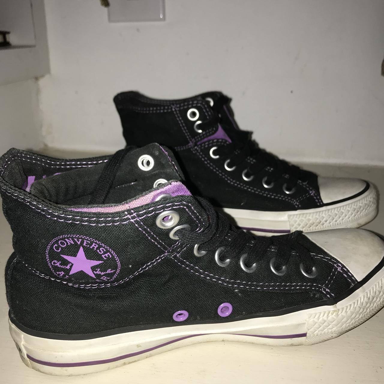 Black purple Converse All-Star high tops,... - Depop