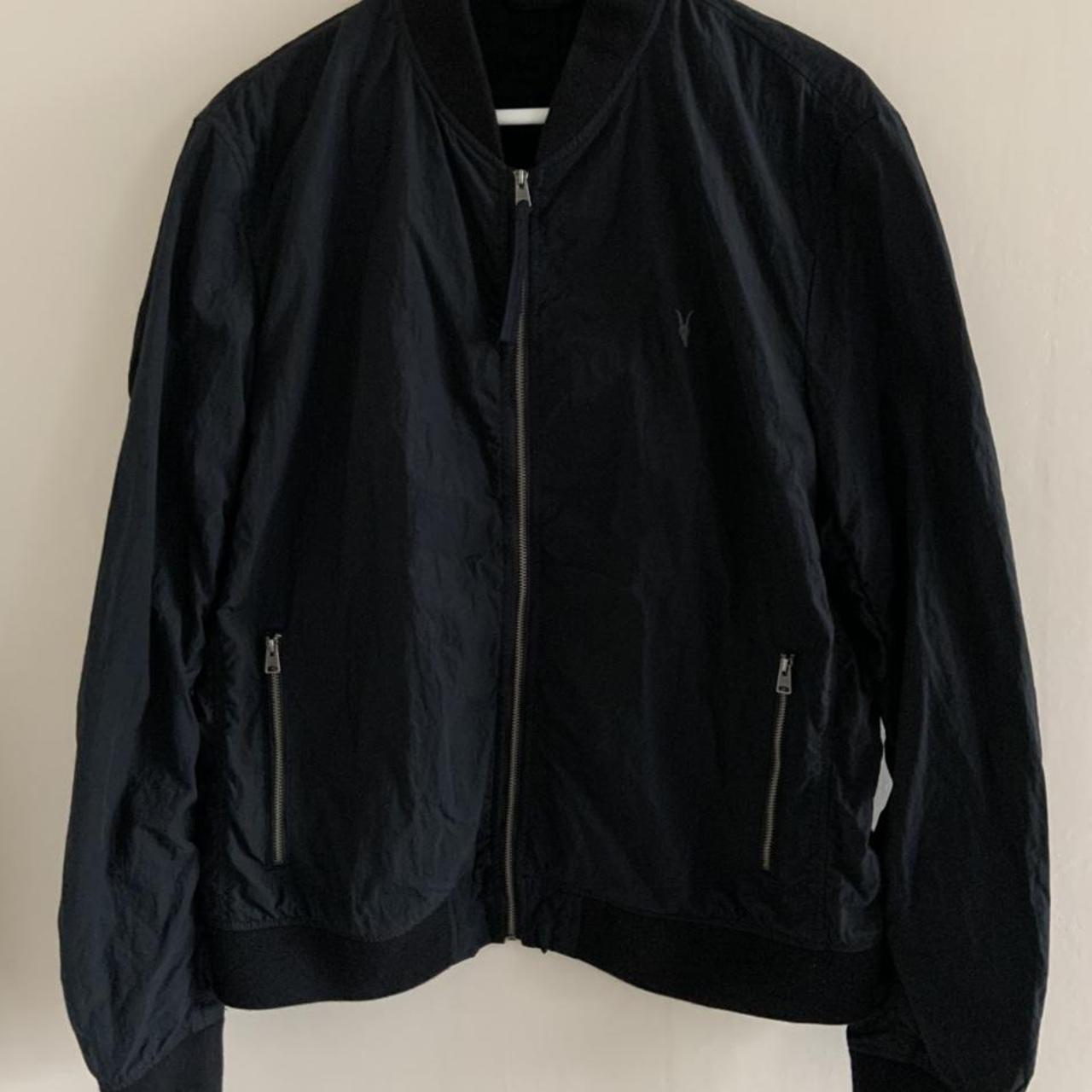 AllSaints Fleet Bomber Jacket Black Large Worn