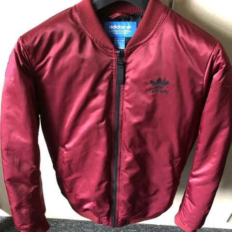 Red Adidas bomber jacket size 8 very warm and Depop