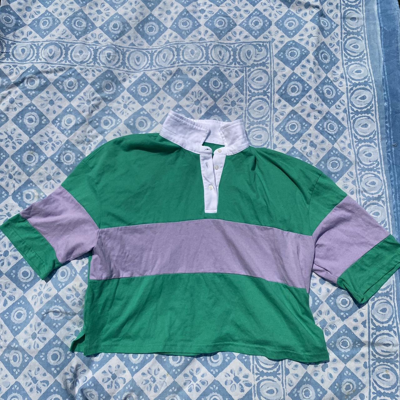 Pull&Bear Men's Green and Pink Polo-shirts | Depop