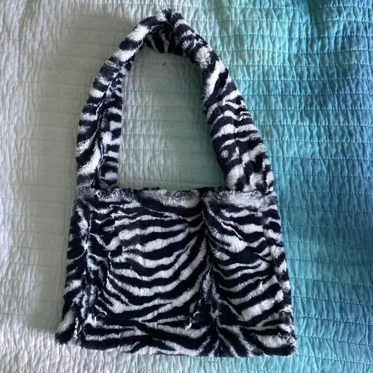 Fuzzy discount zebra bag