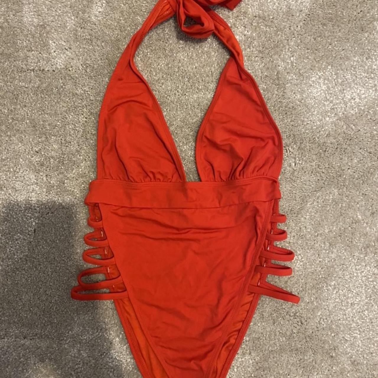 Red Asos High Leg Swimsuit Size 8 Never Been Worn Depop 7690