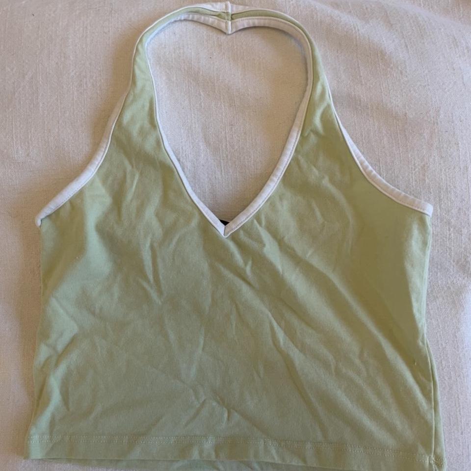 Brandy Melville green halter top! Worn once Great - Depop