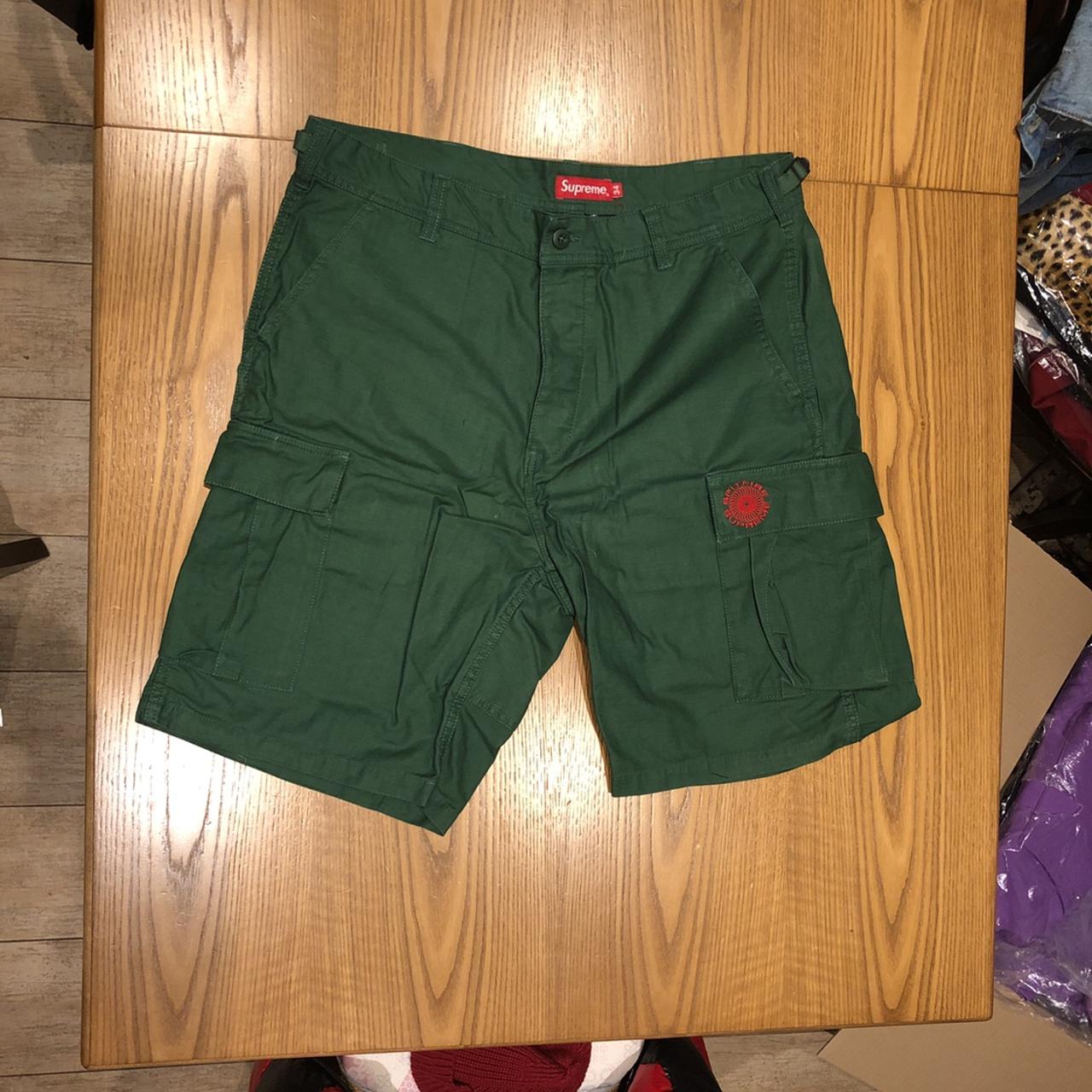 SUPREME X SPITFIRE CARGO SHORT COLOUR DARK GREEN... - Depop