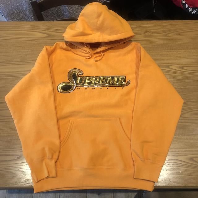 Supreme Sequin Viper Hooded Sweatshirt Tangerine... - Depop