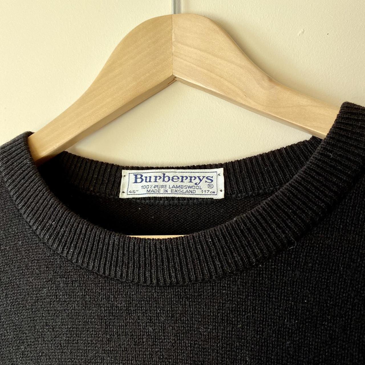 Vintage Burberry Burberrys logo black knitted jumper... - Depop