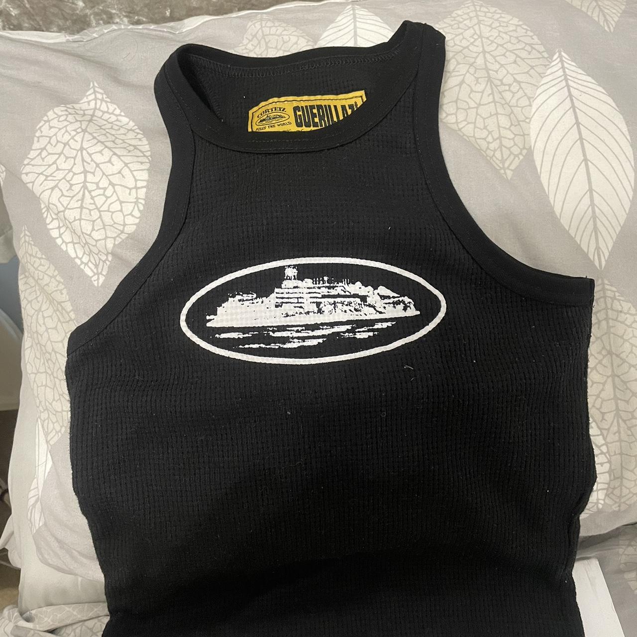 corteiz tank top black/white size S (6/8) worn once... Depop