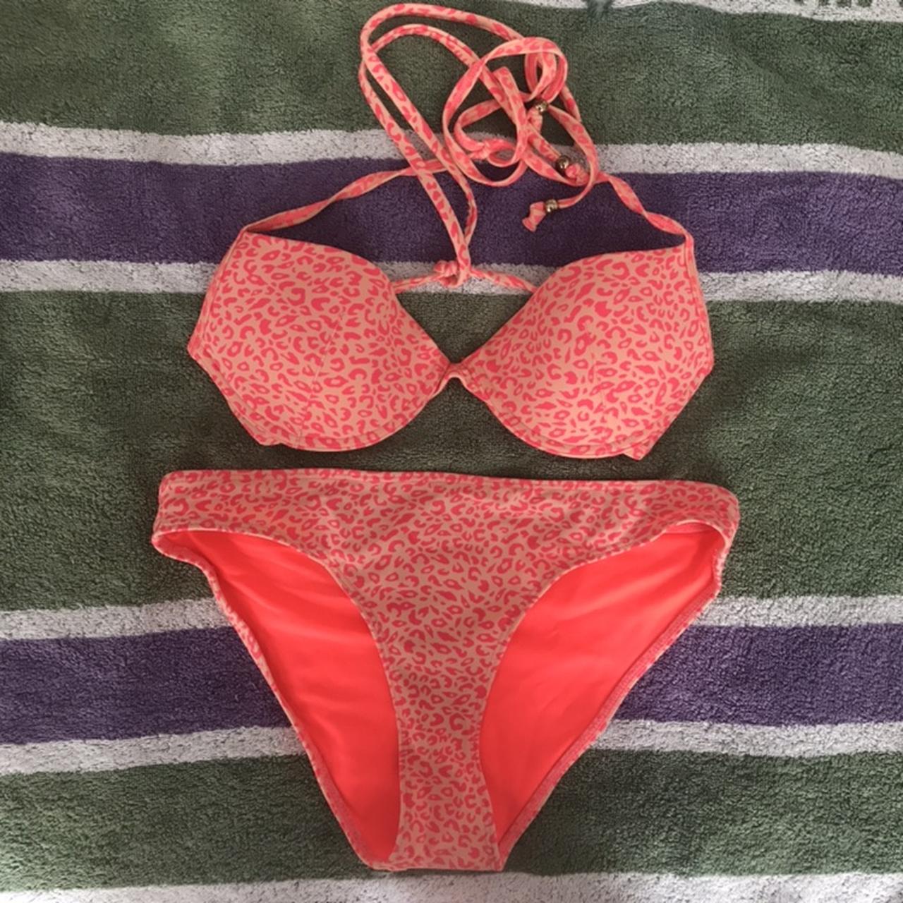 Padded Bikini Top Coral Neon Bikini Neon Coral Swimwear Orange