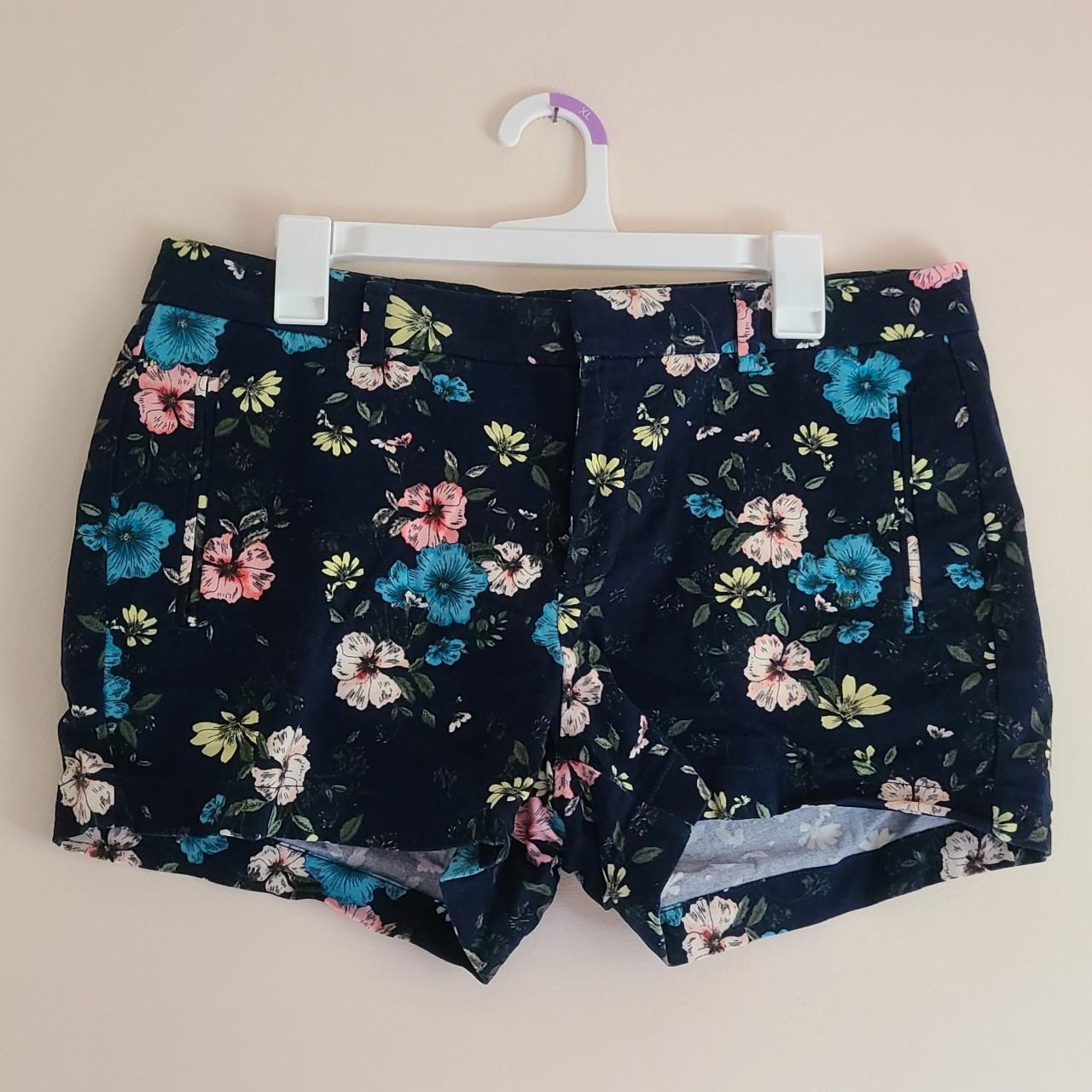 a.n.a. a new approach Navy Blue Floral Twill Shorts... - Depop