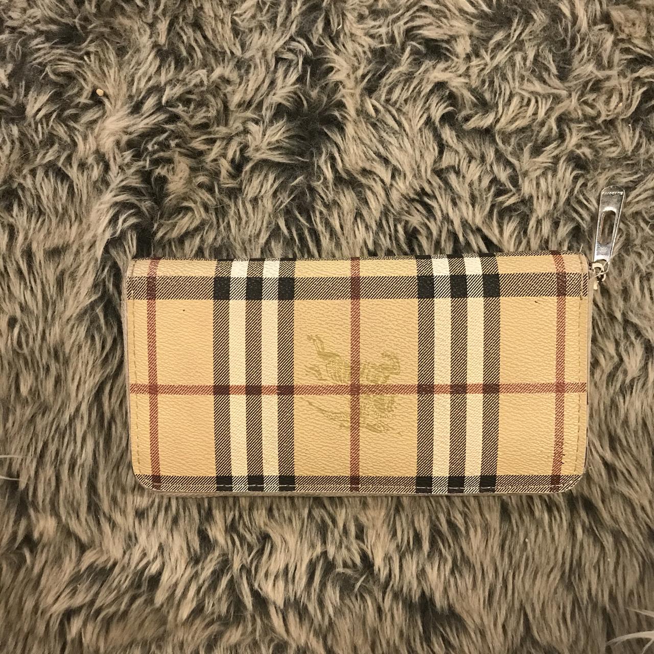 Burberry long wallet leather with canvas Like new - Depop