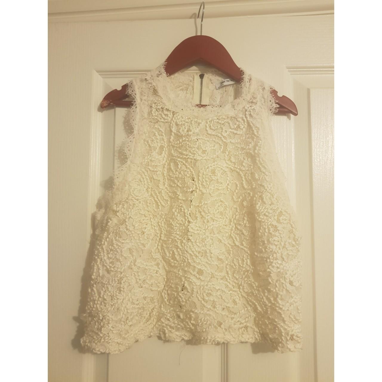 Zara cream lace top size S Only worn once! Free... - Depop