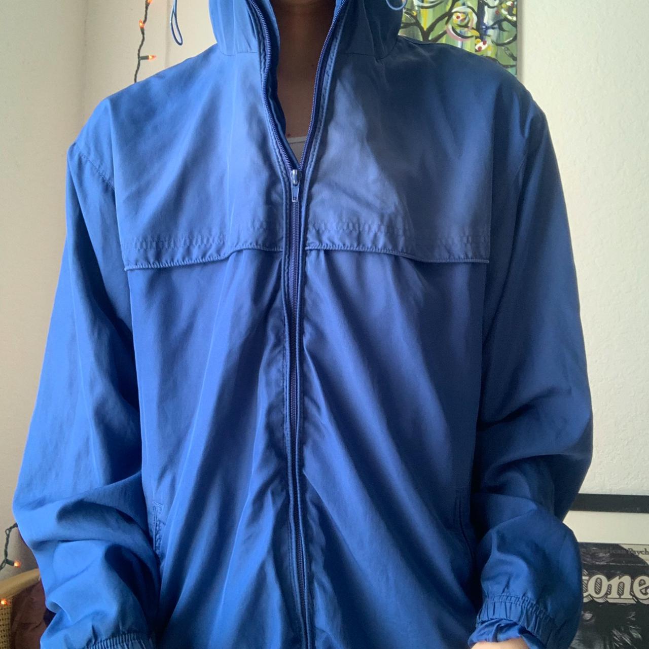 st johns bay blue rain jacket size: large some... - Depop