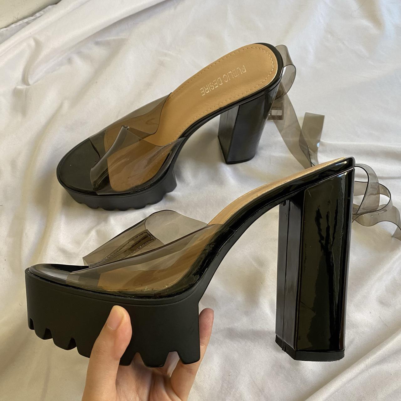 Black clear platform store heels