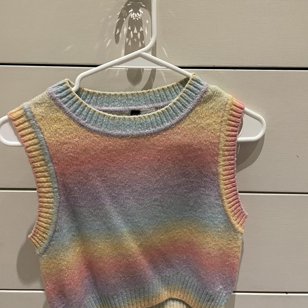 Rainbow pastel sweater vest Depop