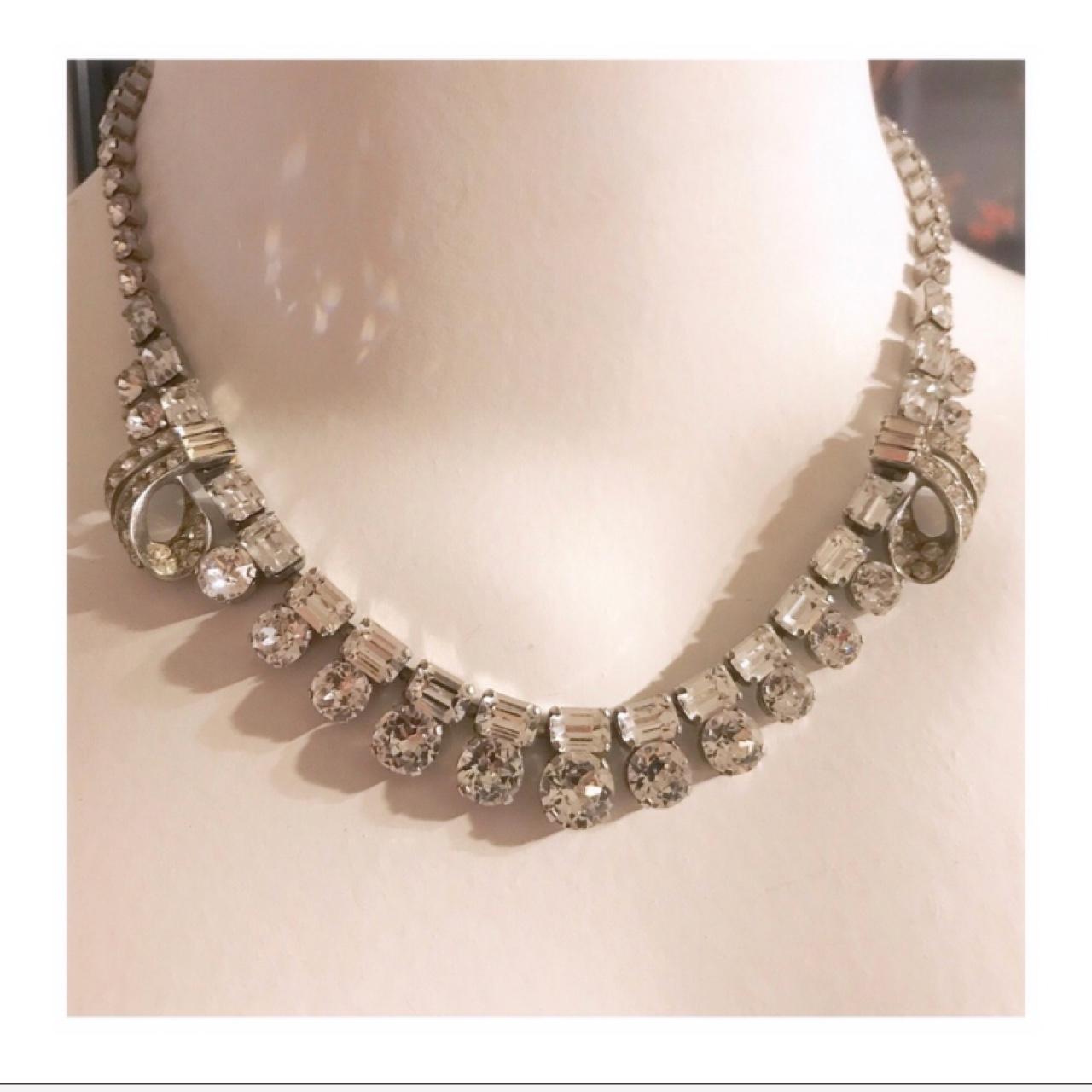 Vintage Schoffel & CO Rhinestone Necklace... - Depop