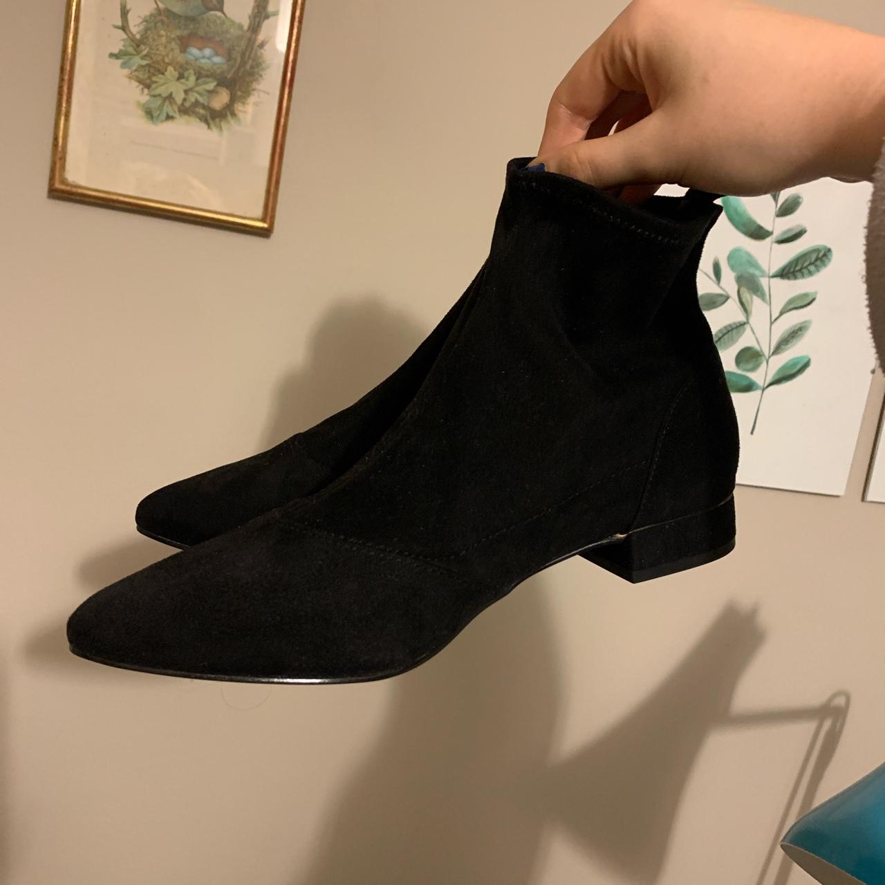 Black suede sock boots Small heel Gd détail around... Depop