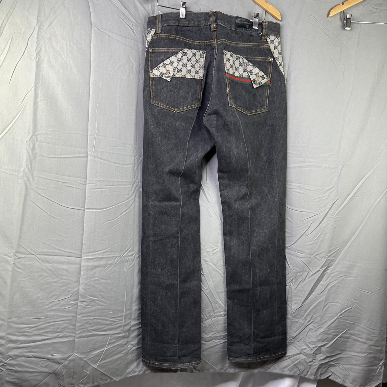 Vintage Early 2000s GUCCI Monogram Denim Jeans... - Depop