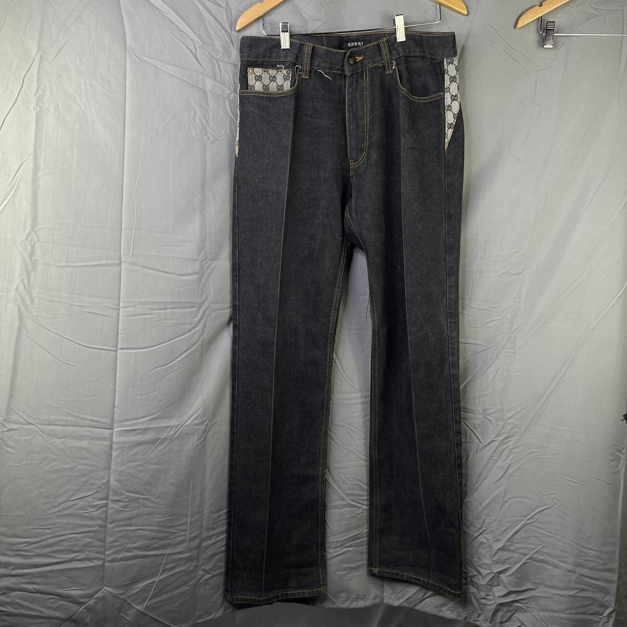 Vintage Early 2000s GUCCI Monogram Denim Jeans... - Depop