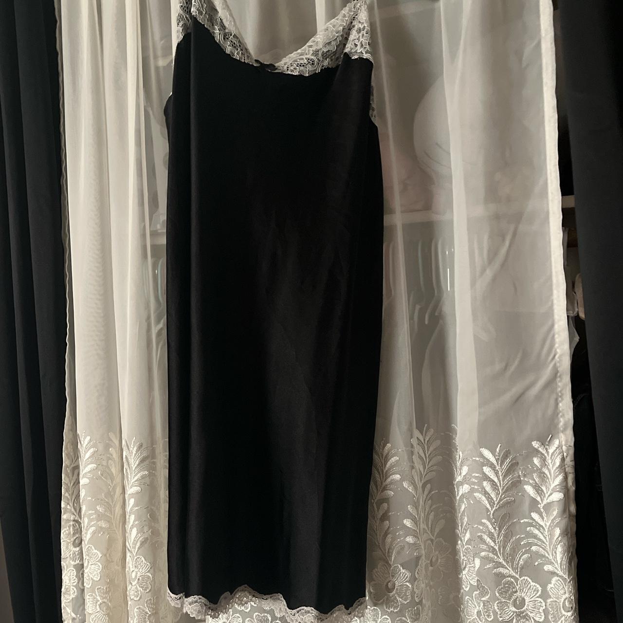 Victorias secret black and white lace slip dress in... - Depop