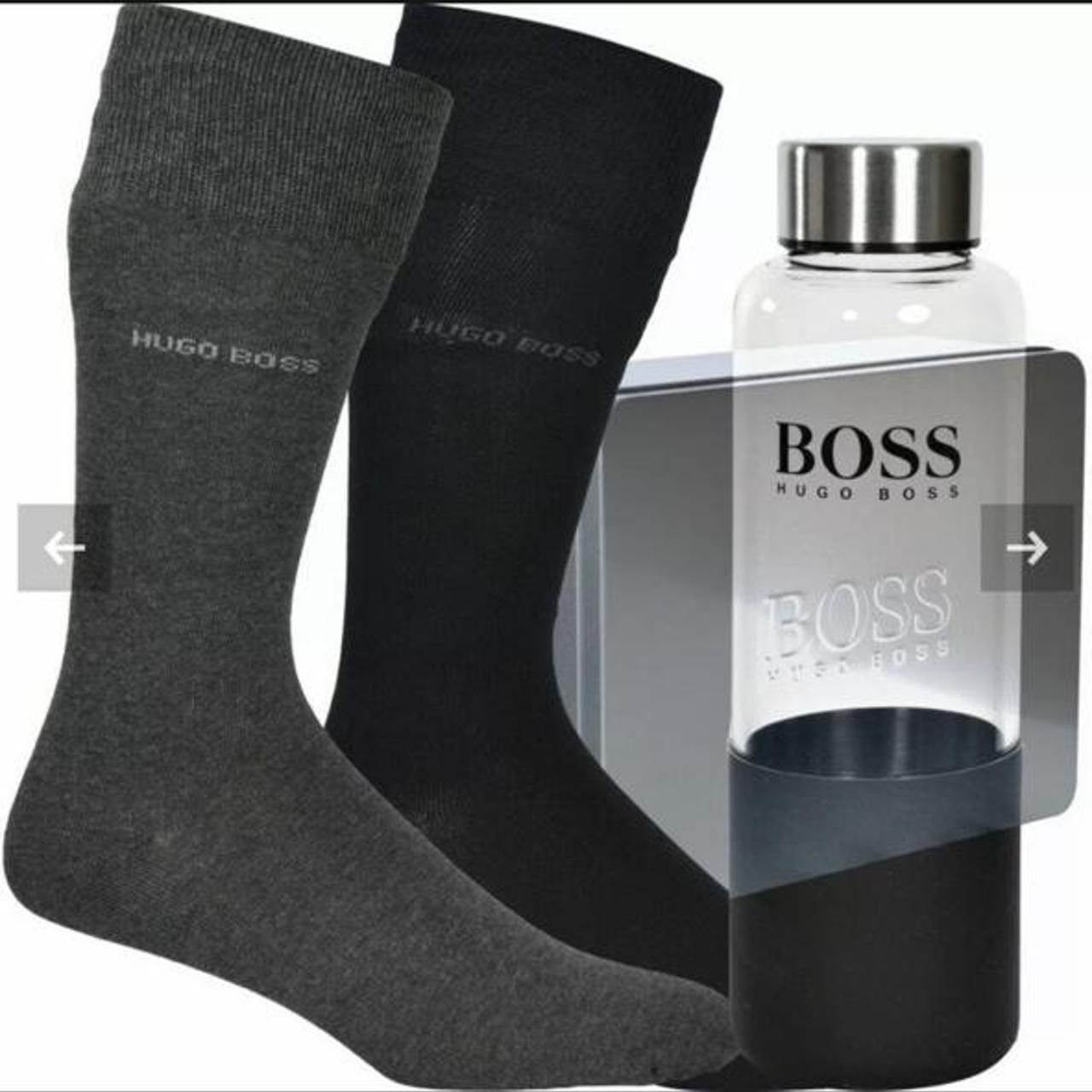 Hugo Boss Men's Black and Grey Scarfwraps Depop