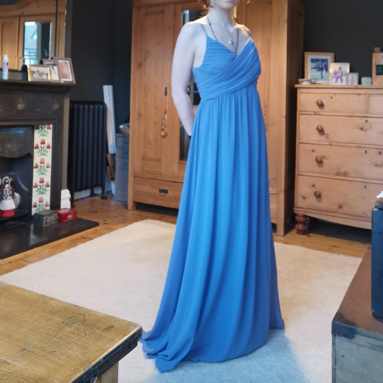 Cornflower blue chiffon maxi prom dress Long on me... Depop
