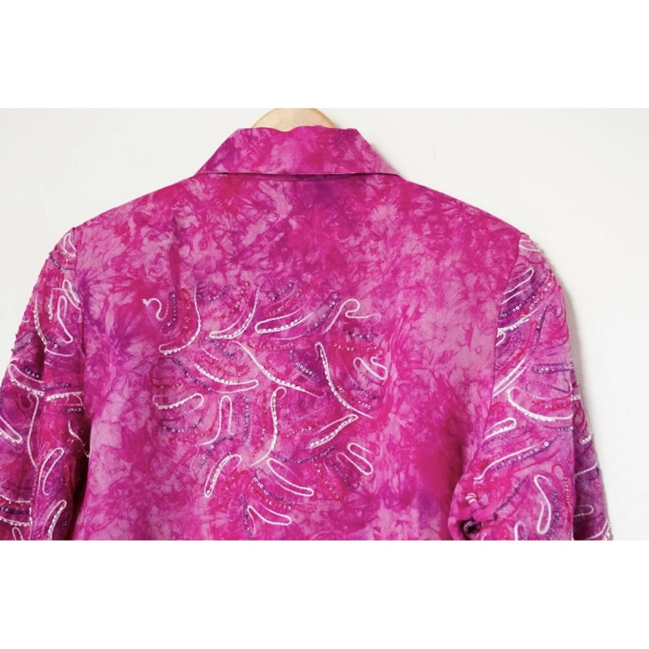 Anage pink button down jacket with embroidery and... Depop