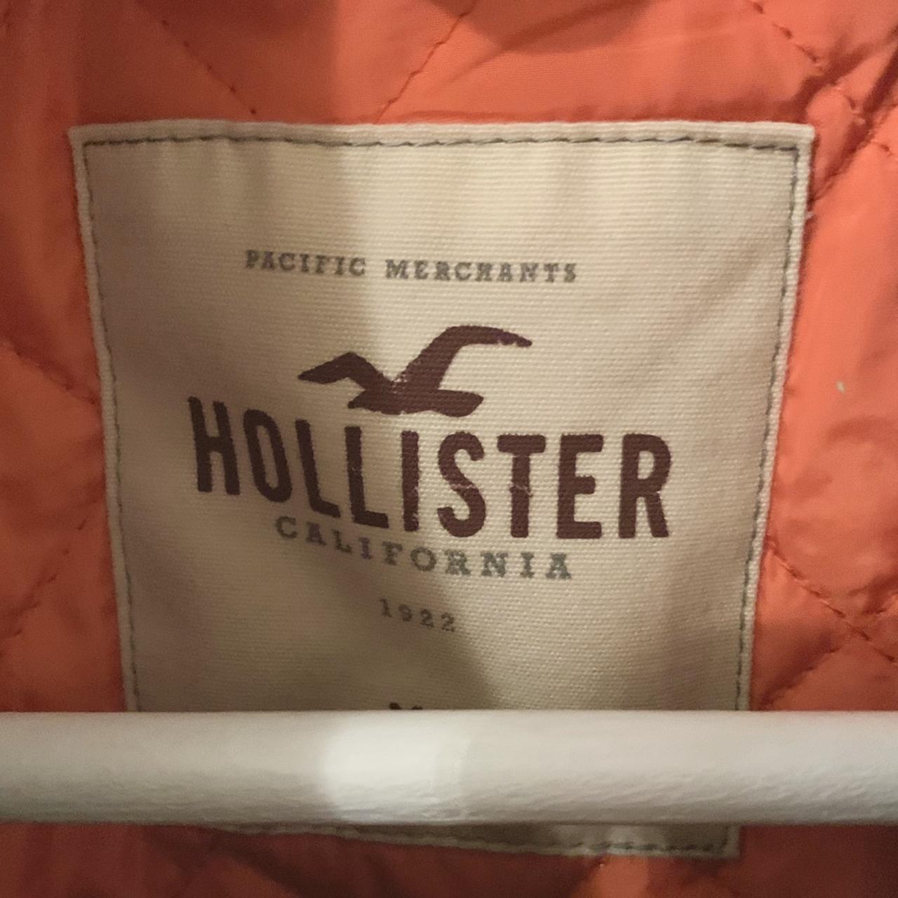 Hollister bomber jacket Green with orange lining... - Depop