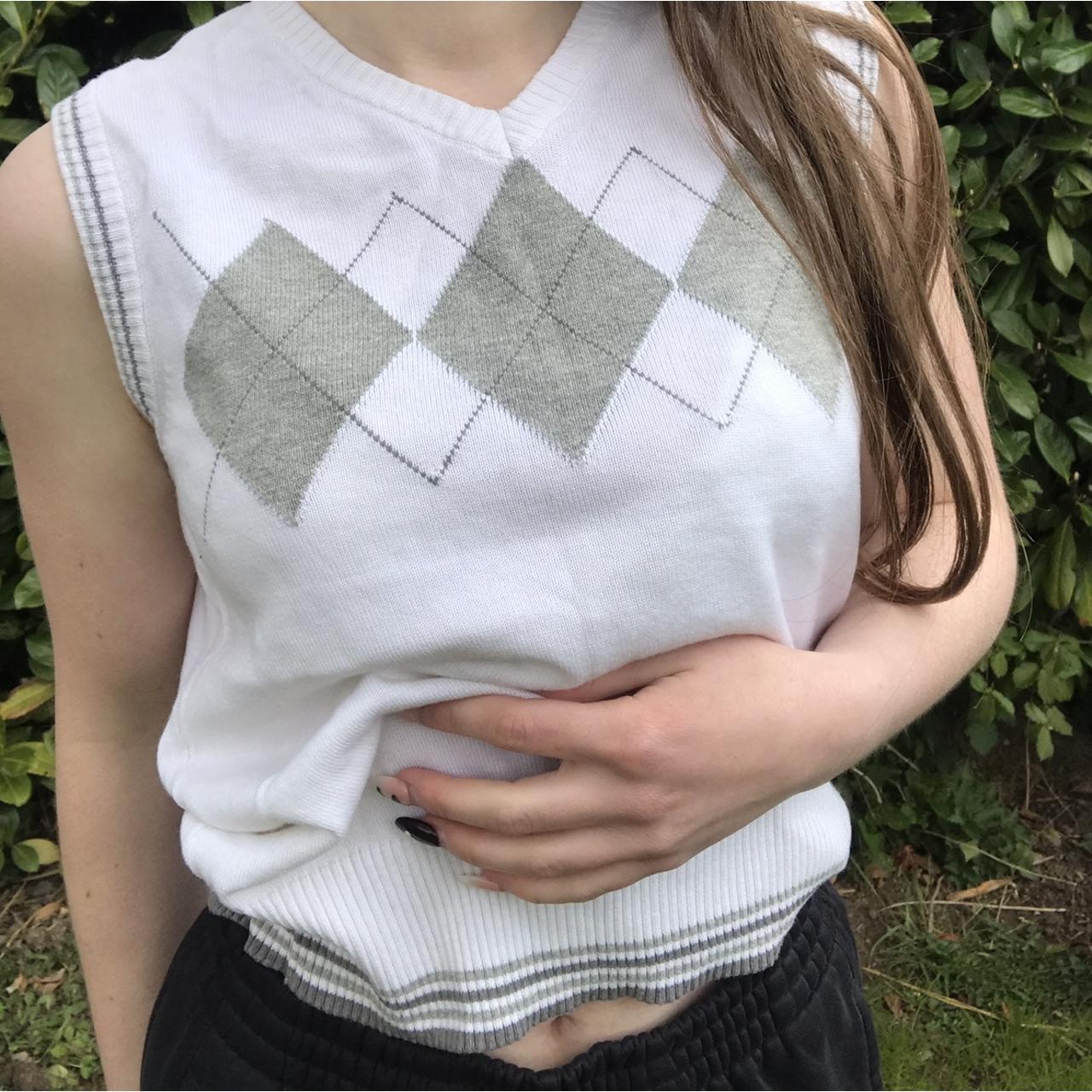 Hixiaohe Knit Sweater Vest Vintage Button Up With Different Argyle