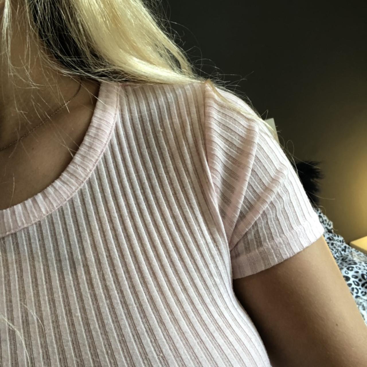 Cute cropped baby pink top! Size 10 Top shop Worn a... - Depop