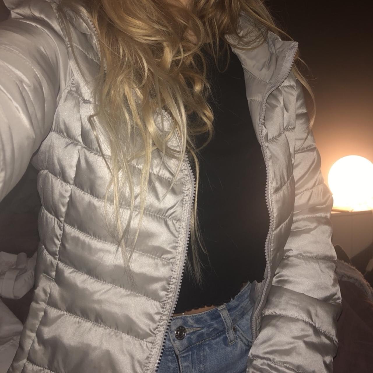 Thin reflective/silver puffer jacket This is so Depop