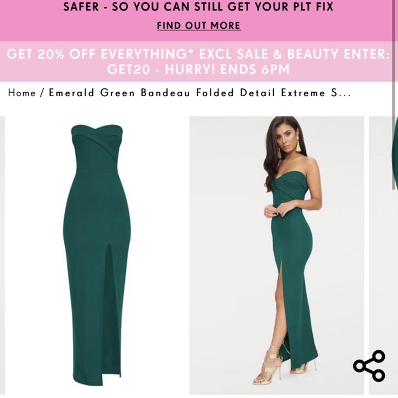 Pretty Little Thing Emerald Green Evening Dress With... - Depop