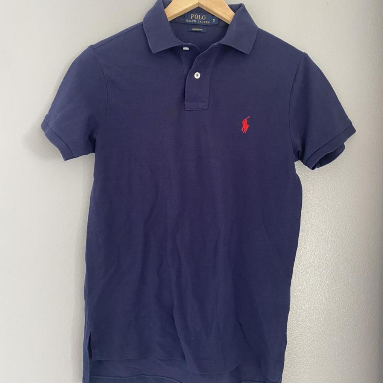 POLO Ralph Lauren polo shirt size small, navy with... - Depop