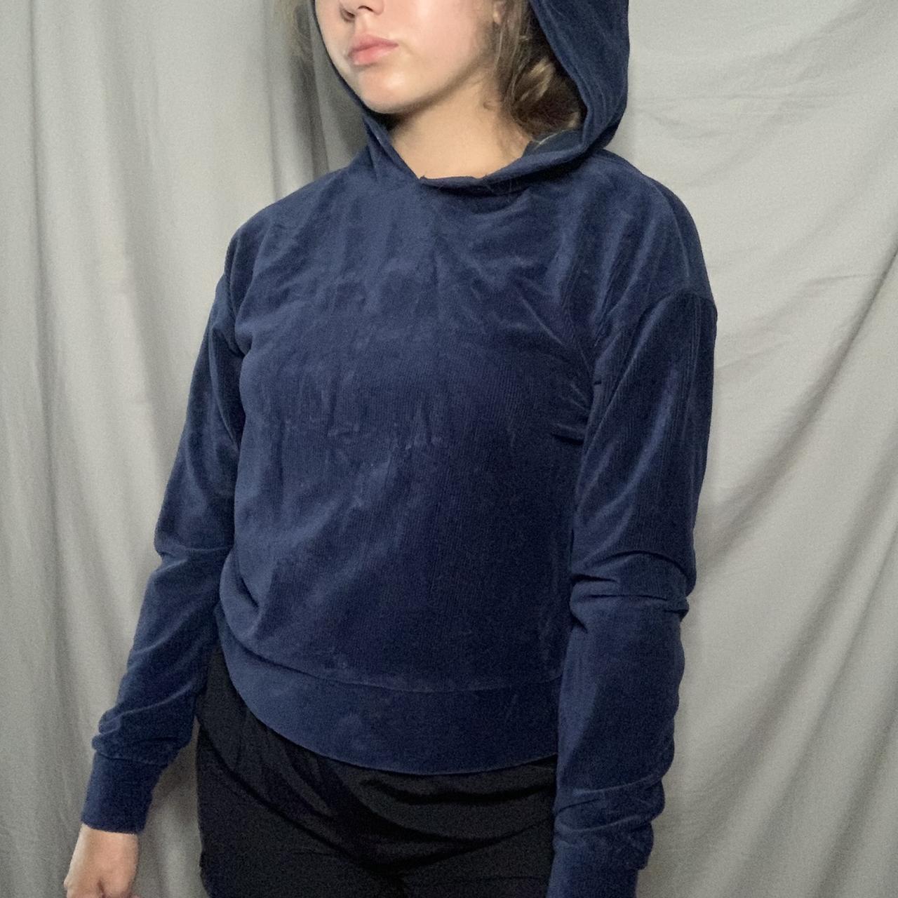 Navy best sale velvet hoodie