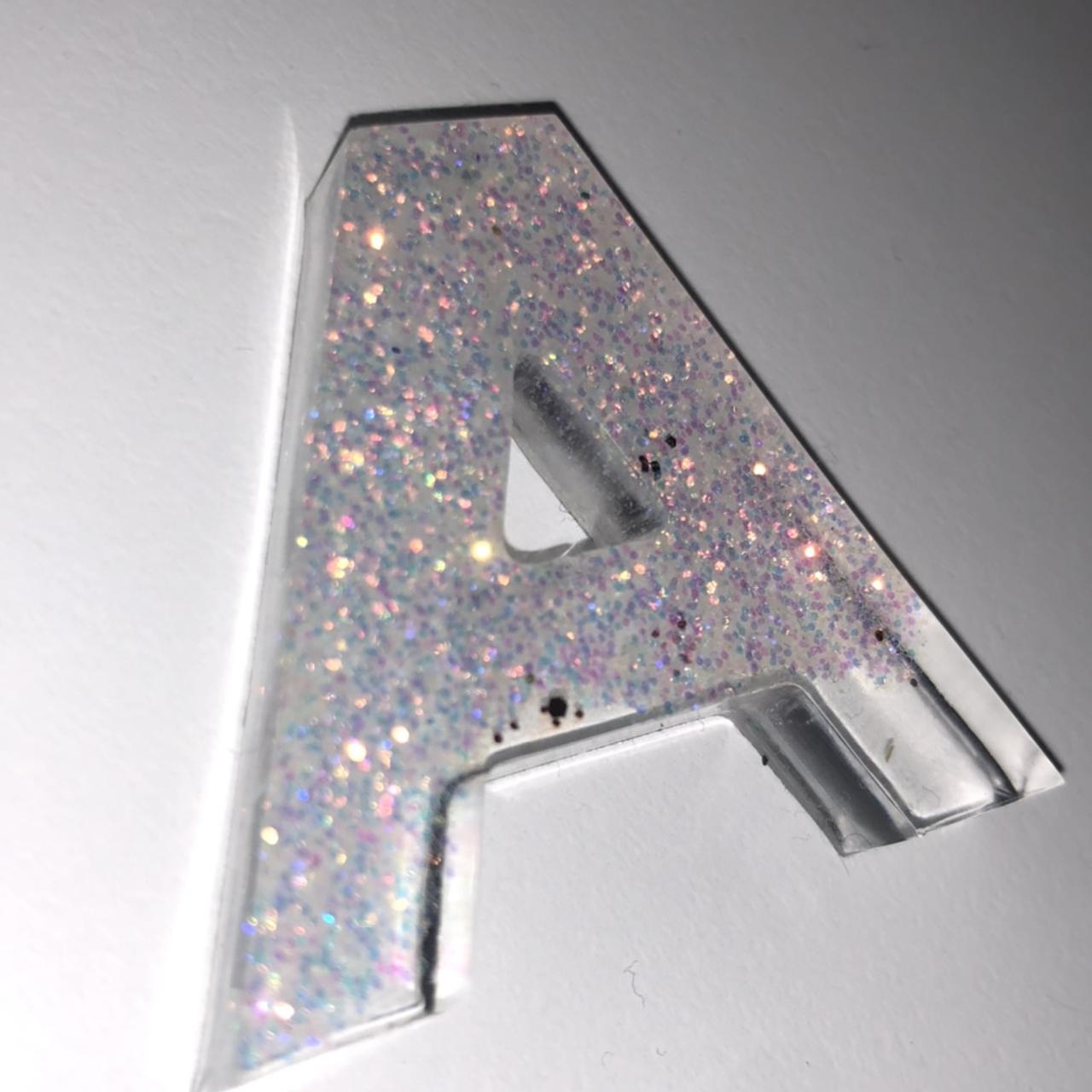 A” handmade white ombré glitter resin Depop