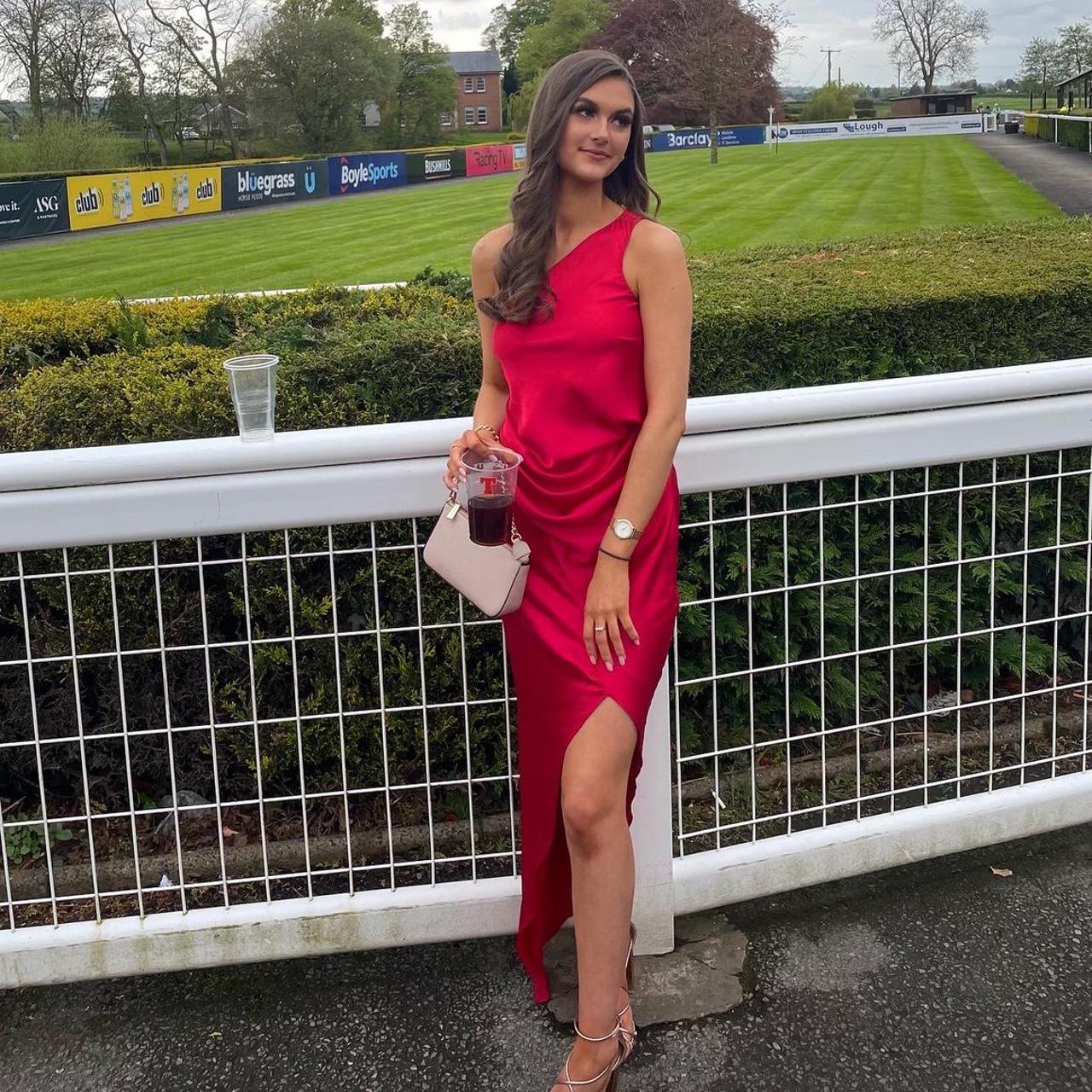 Asos design satin one shoulder drape midi dress Depop - Main Image