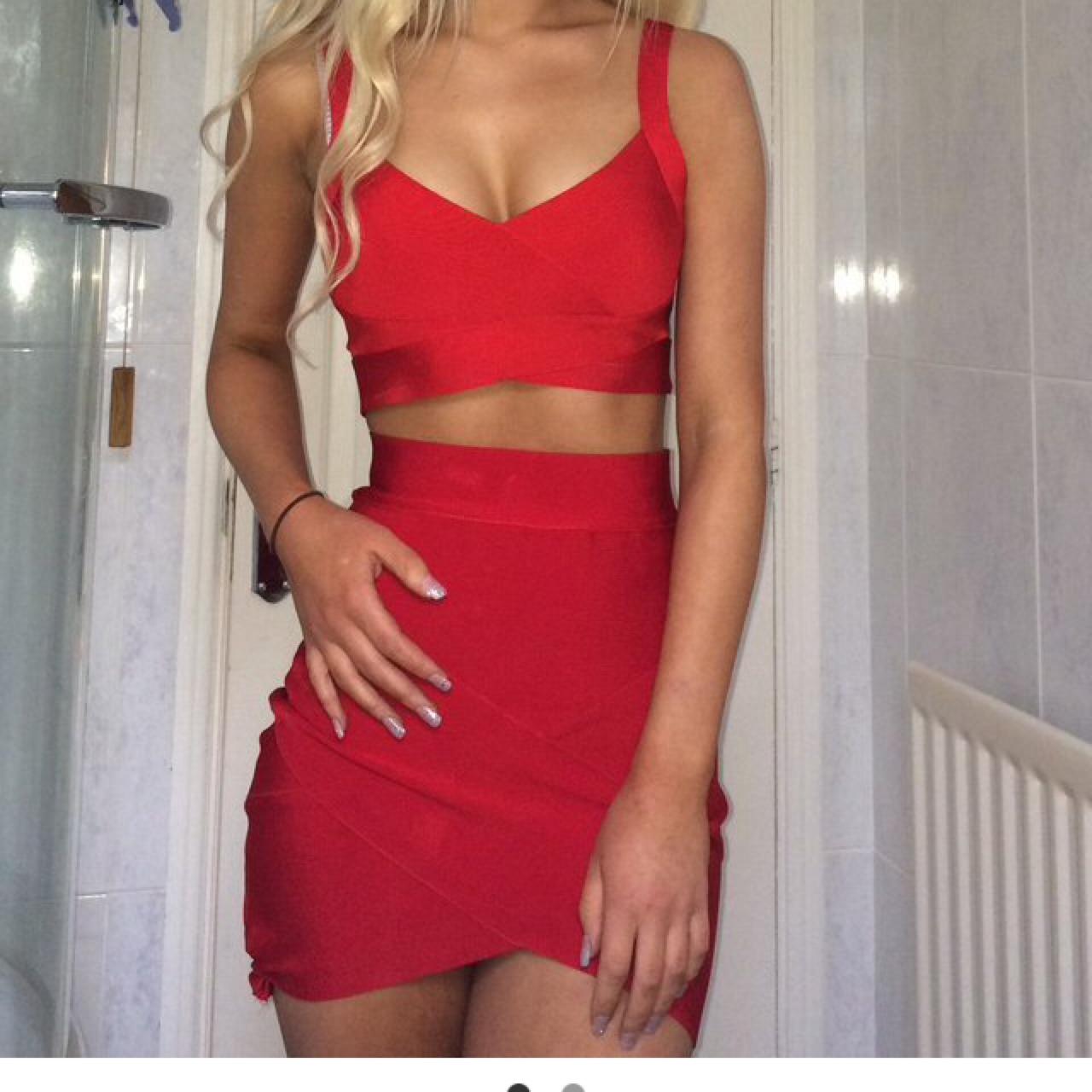 Red bandage two piece sale